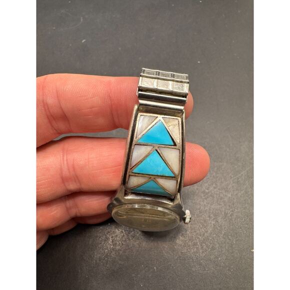Vtg Richmond Pierpont Swiss Incabloc Antimagnetic 1134-27 Watch Turquoise Inlay